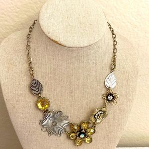 Vintage 90s Bauble Mixed Metal n Rhinestones Necklace